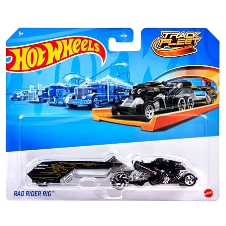 Hot Wheels Track Fleet, 1:64 Scale Die-Cast Toy Vehicle, Combined Cab & Trailer That Works on Tracks (Styles May Vary)